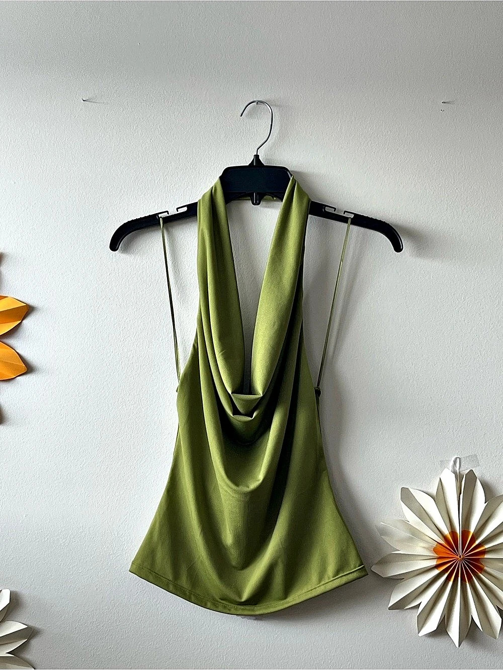 Windsor Green Cowl Neck Halter Top